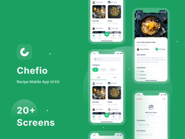 Chefio菜谱APP应用程序用户界面套件