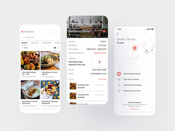 餐厅食品配送应用程序界面UI套件