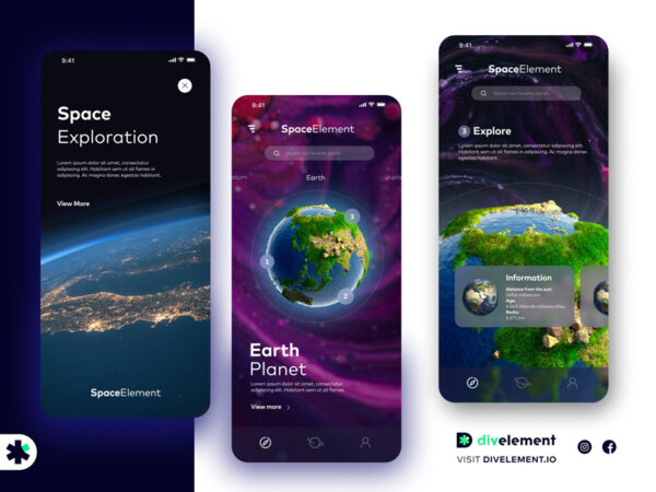 太空探索App应用概念设计模板