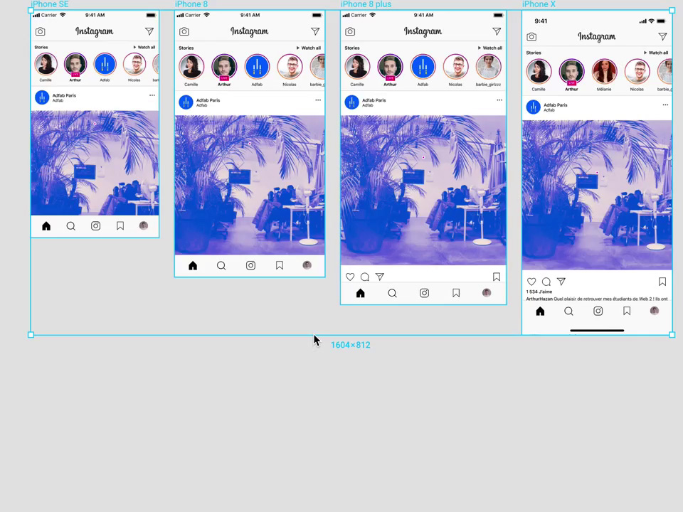 Instagram应用程序响应式样机UI插图