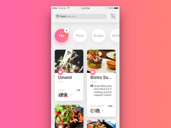 餐厅App列表界面设计免费模板
